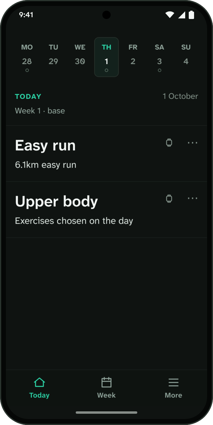Today with an easy run and an upper-body strength session